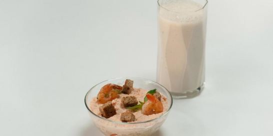 Рис с кремом из креветок и лосося