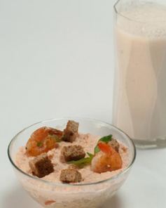 Рис с кремом из креветок и лосося