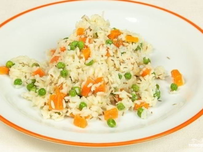 Рецепт риса с морковью и горошком