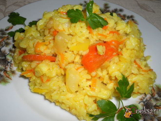 Рецепт риса с яблоками и куркумой