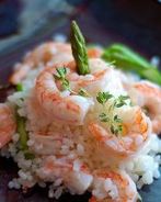 Рис со спаржей и креветками