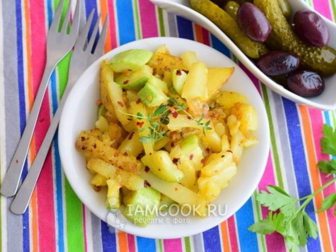 Рецепт жареной картошки с кабачками