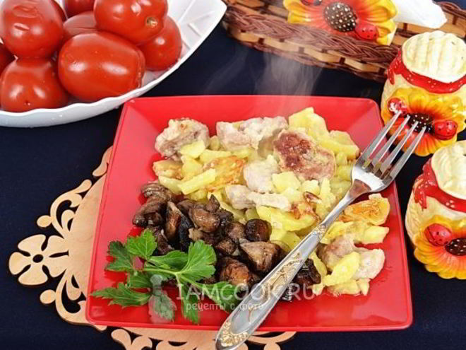 Рецепт жареной картошки с мясом в мультиварке