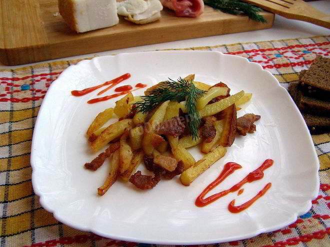 Рецепт жареной картошки с салом