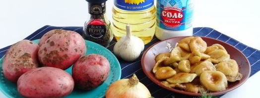 жареная картошка с солеными грибами. Шаг 3
