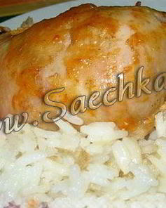 Жареный рис с чесноком