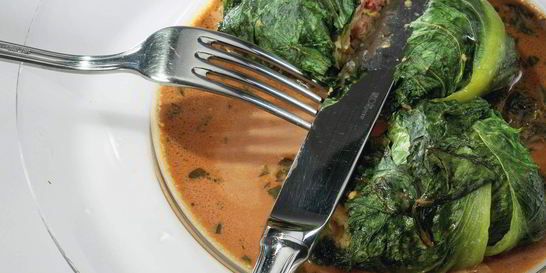 Голубцы из романо с бараниной и чечевицей