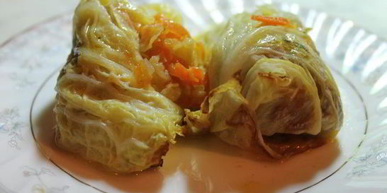 Голубцы из савойской капусты с грибами без мяса