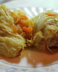 Голубцы из савойской капусты с грибами без мяса