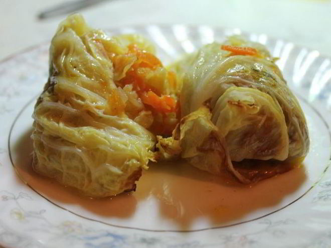 Рецепт голубцов из савойской капусты с грибами без мяса