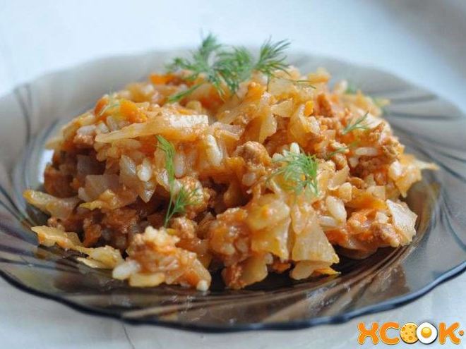 Рецепт ленивых голубцов на сковороде