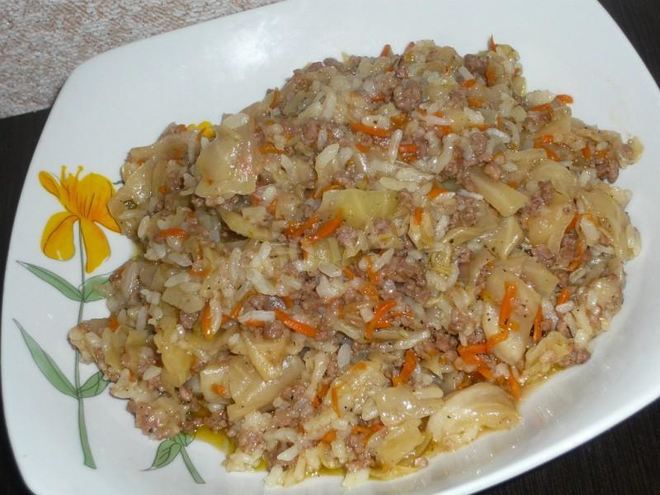 Рецепт ленивых голубцов в мульте