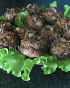 Фаршированные шампиньоны в духовке с сыром