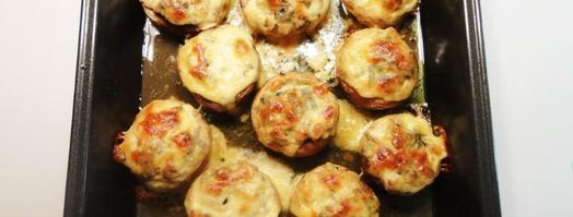 фаршированные шампиньоны запеченные с сыром в духовке. Шаг 5