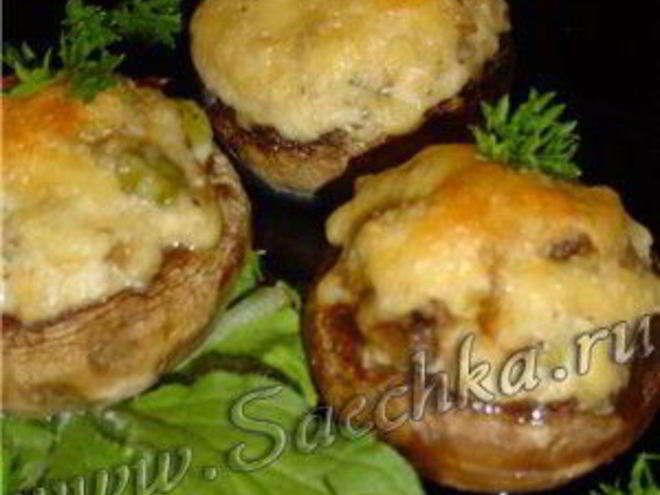Рецепт грибов, фаршированных сыром и курицей