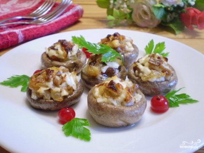 Рецепт грибов фаршированных в духовке