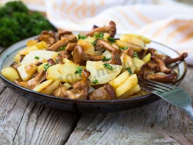 Рецепт грибов лисички жареные с картошкой