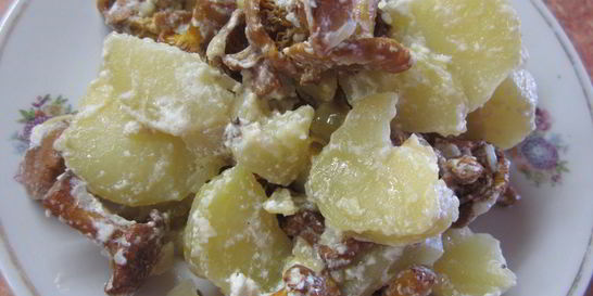 Грибы с картошкой в сметане