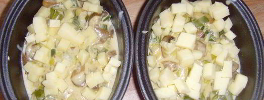 грибы с пореем, запеченные под сливочным соусом. Шаг 7