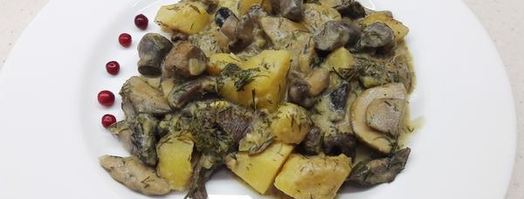 грибы в сметане с картофелем. Шаг 11