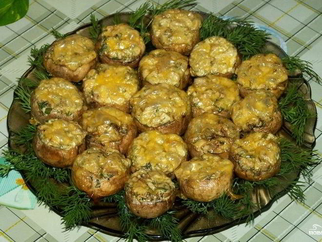 Рецепт грибов, запеченных под сыром