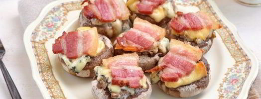 грибы, запеченные с голубым сыром и беконом. Шаг 8