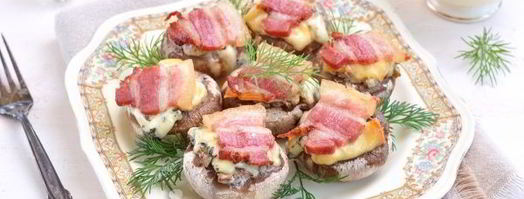 грибы, запеченные с голубым сыром и беконом. Шаг 9