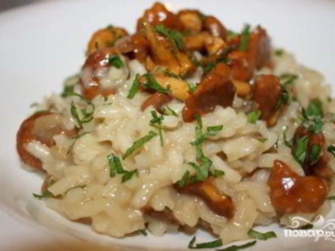 Рецепт лисичек, жареных с рисом