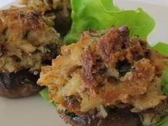 Рецепт шампиньонов фаршированных крабами