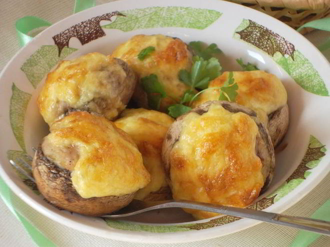 Рецепт шампиньонов, фаршированных мясом