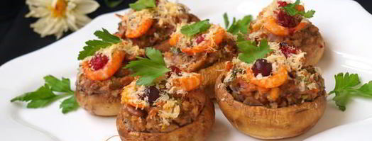 шампиньоны фаршированные с креветками и клюквой. Шаг 8