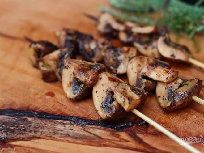 Рецепт шампиньонов на костре