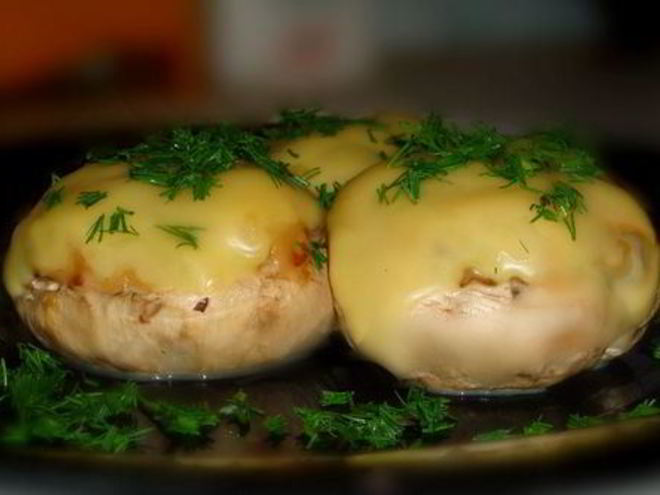Рецепт шампиньонов с брынзой и пармезаном
