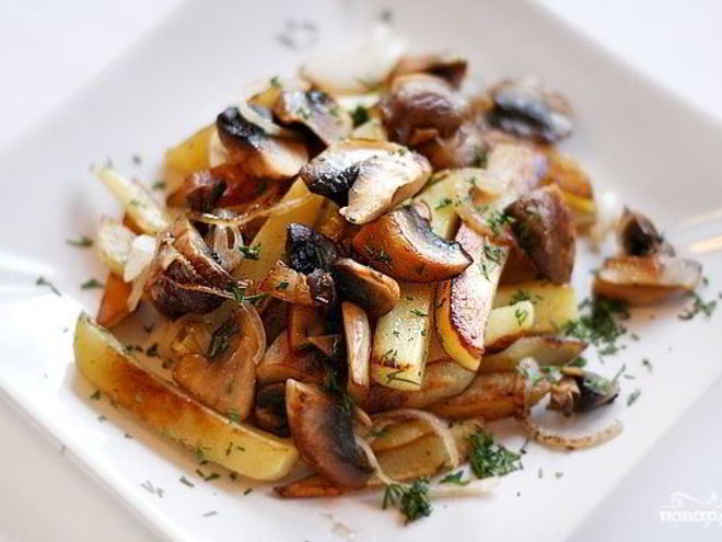 Рецепт шампиньонов с картошкой