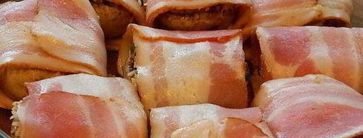 шампиньоны с орехово-сырной начинкой в беконе. Шаг 3