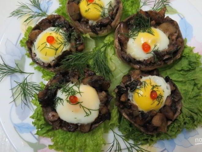 Рецепт шампиньонов с перепелиными яйцами в микроволновке