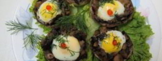 шампиньоны с перепелиными яйцами в микроволновке. Шаг 7