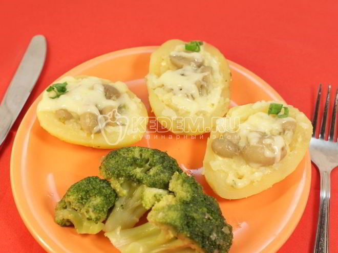 Рецепт шампиньонов в картофельных лодочках