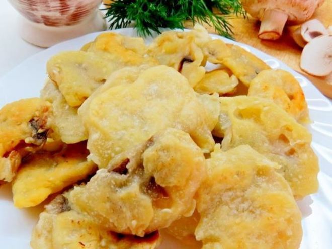 Рецепт шампиньонов в хрустящем кляре