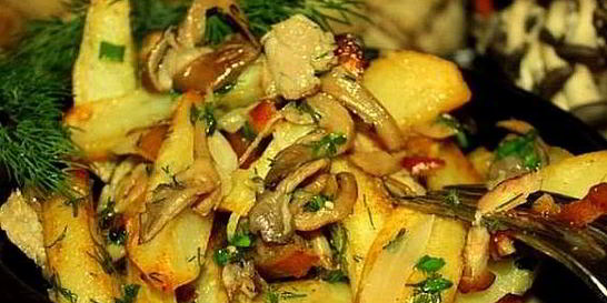 Вешенки, жареные с картошкой