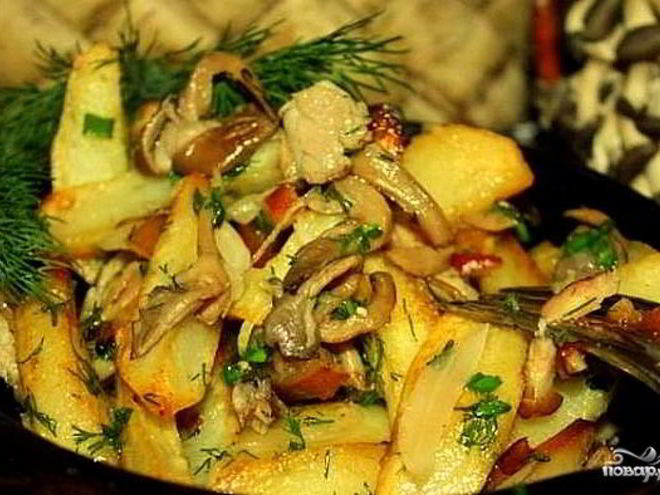 Рецепт вешенок, жареных с картошкой