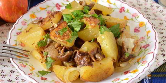 Замороженные опята с картошкой жареные