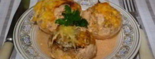 запеченные грибы с фаршем в духовке. Шаг 11