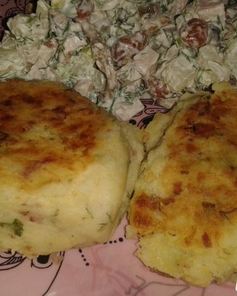 Картофельные котлеты с колбасным фаршем