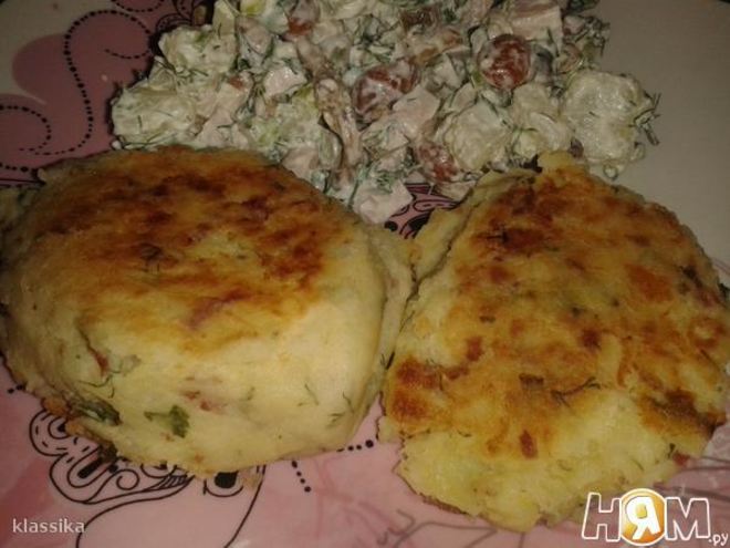 Рецепт картофельных котлет с колбасным фаршем