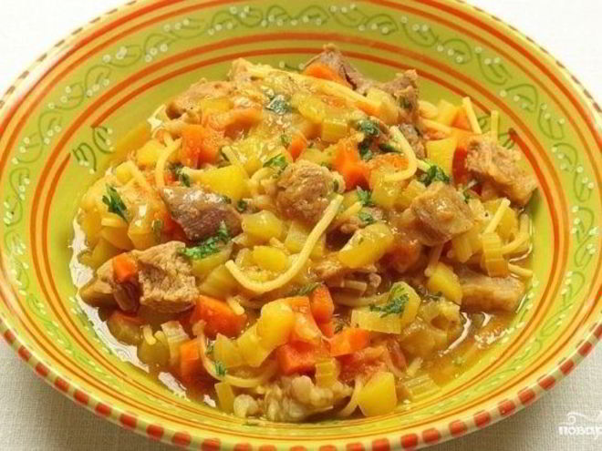 Рецепт лапши с говядиной и овощами