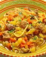 Лапша с говядиной и овощами