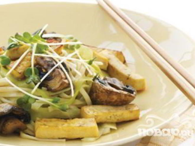 Рецепт лапши с тофу и грибами