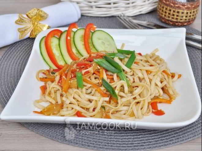 Рецепт лапши удон с овощами