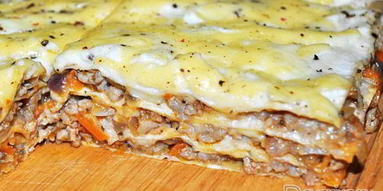 Лазанья мясная с лавашем